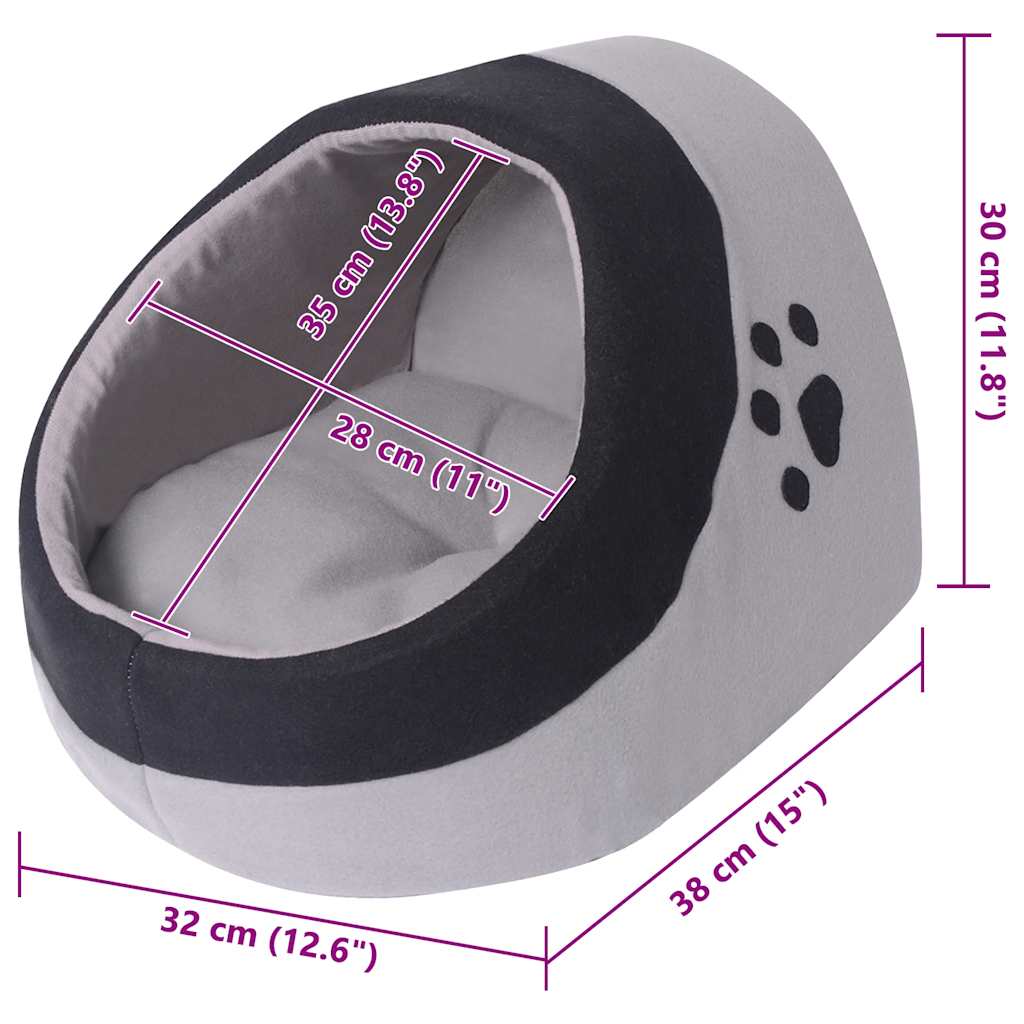 Cat Bed | Grey and Black | Polyester fleece | L | Cat Bed | Cubic