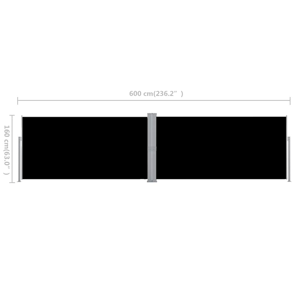 Side Awning | Black | Polyester with PU coating | 160 x 600 cm