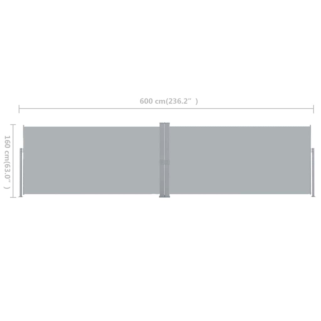 Retractable Side Awning 160x600 cm Grey