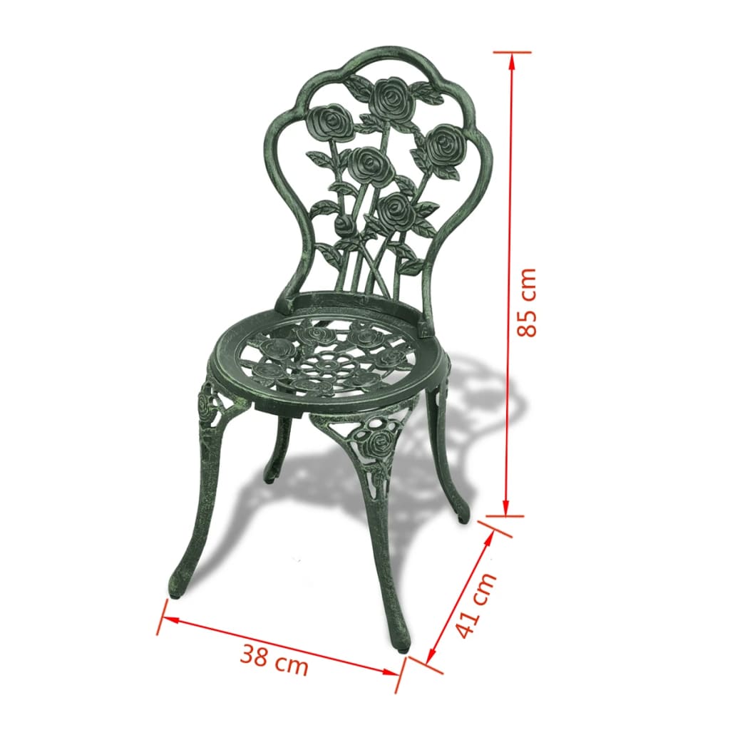 Bistro Table And Chair | Green | Cast Aluminium | Decorative Inlays
