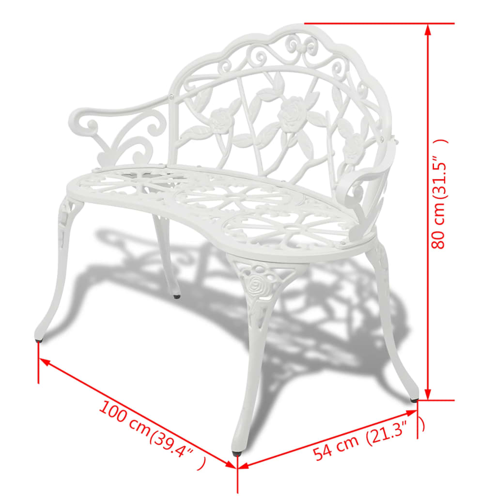 Patio Bench 39.4" Cast Aluminum White