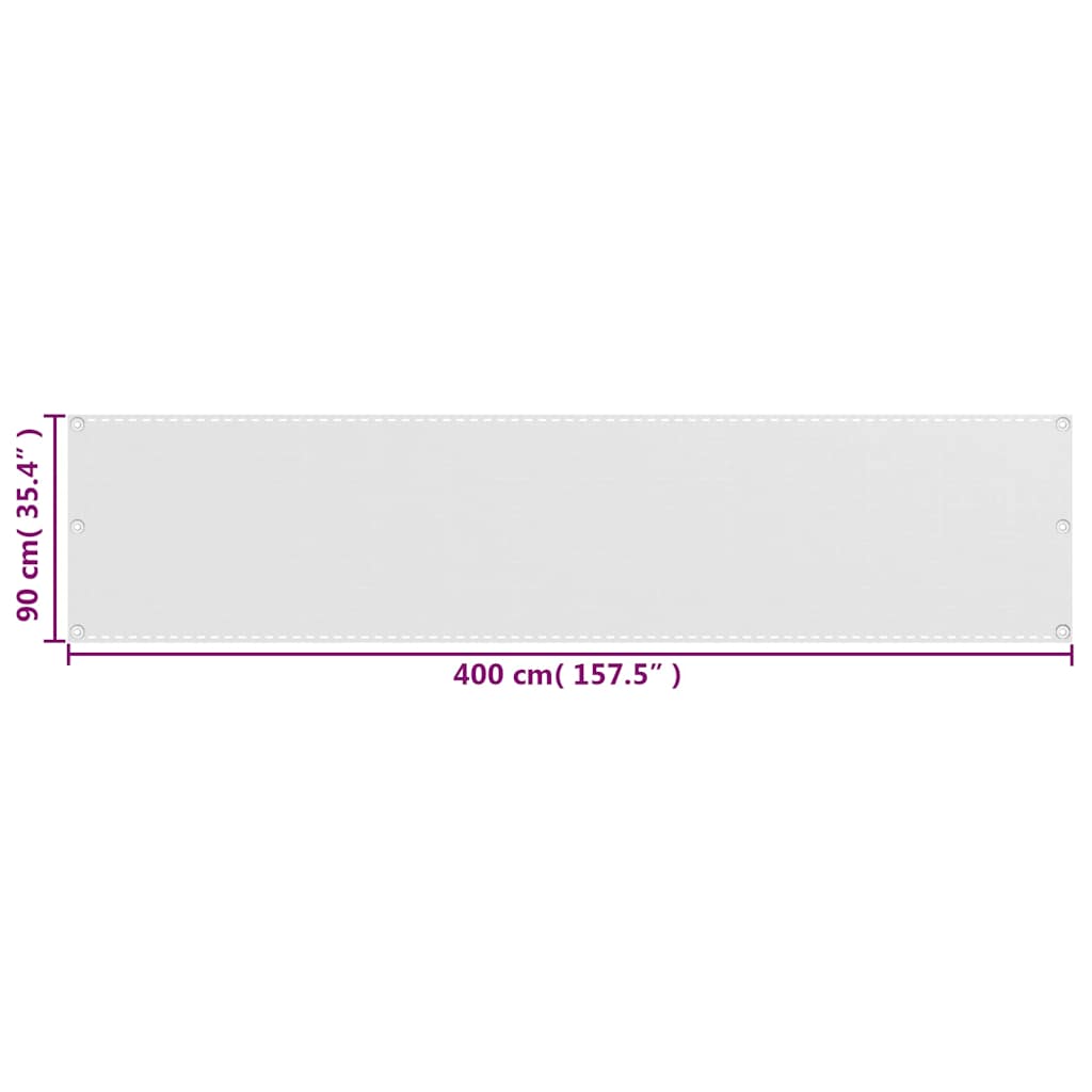 Balcony Screen HDPE 90x400 cm White