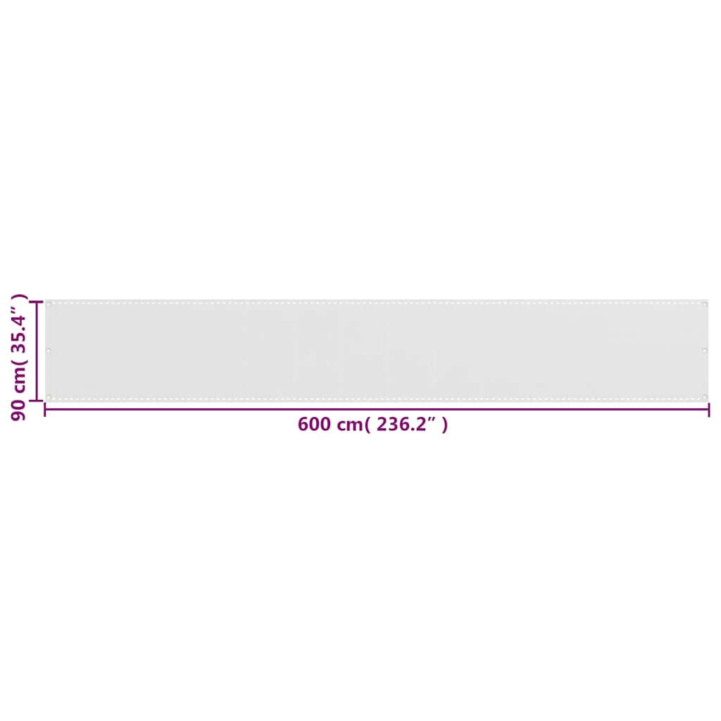 Balcony Screen HDPE 90x600 cm White