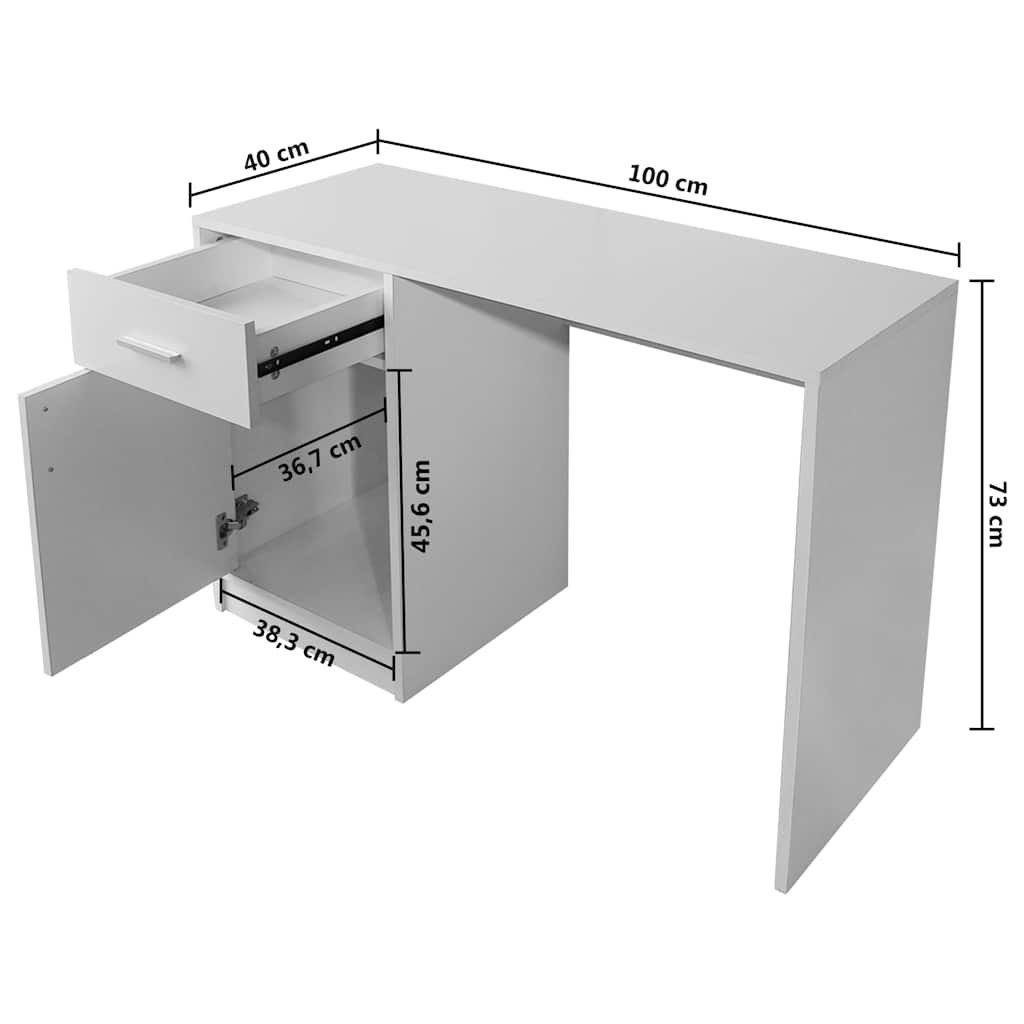 Desk | White | Engineered wood, MDF | 100x40x73 cm | Computer Desk