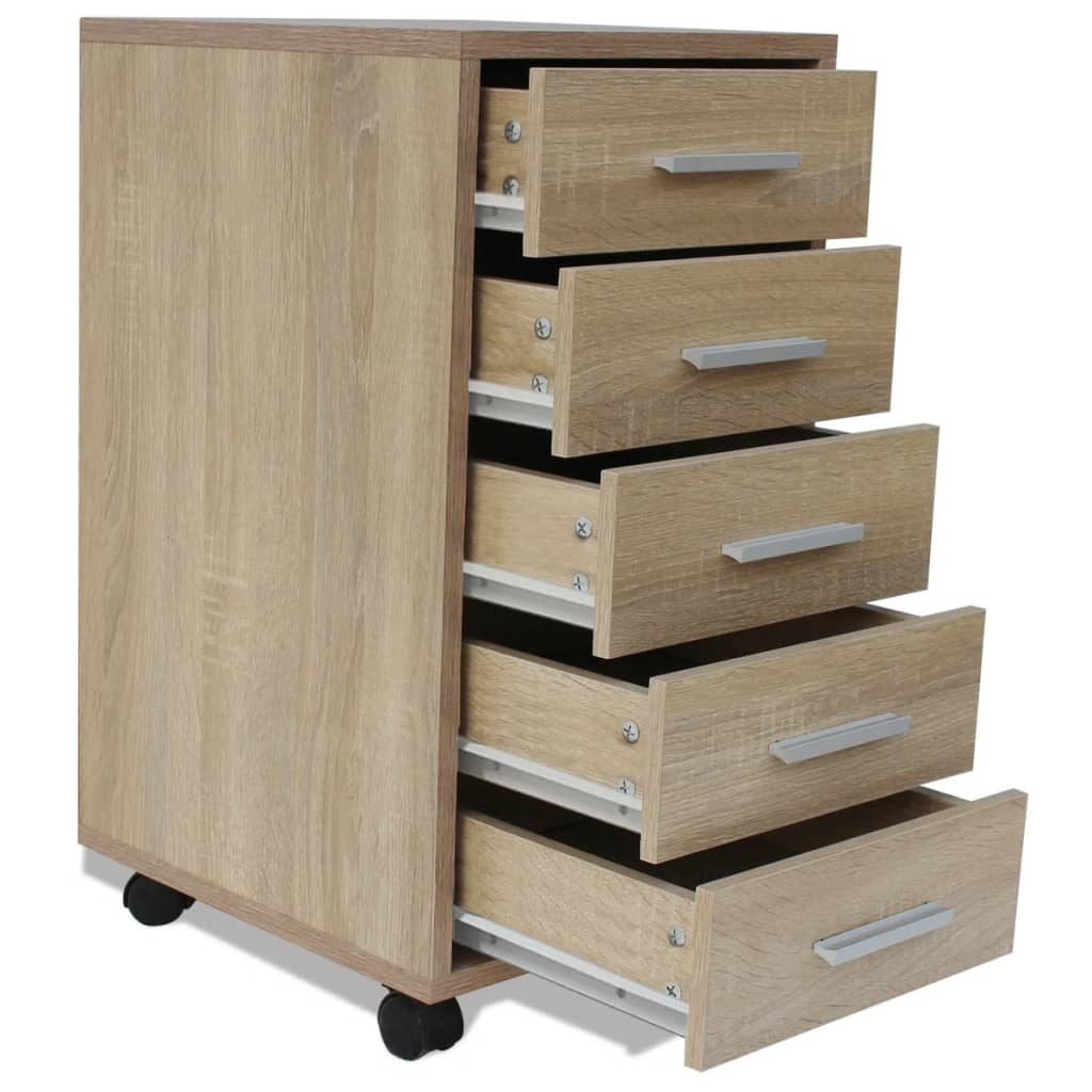 Office Drawer Unit | Oak | Engineered wood, MDF, Aluminium | Medium