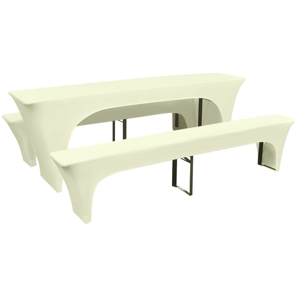 Table Cover | Set of 3 | Cream | Stretch fabric with 10% spandex