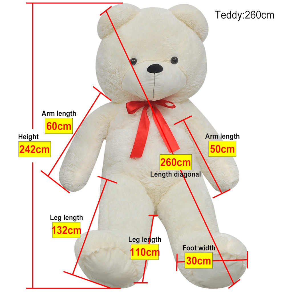 Teddy Bear Cuddly Toy Plush White 242 cm