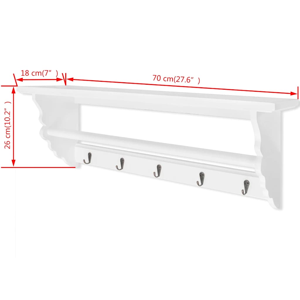 Coat Rack | White | MDF | Medium | Coat Rack | Rectangular | Baroque