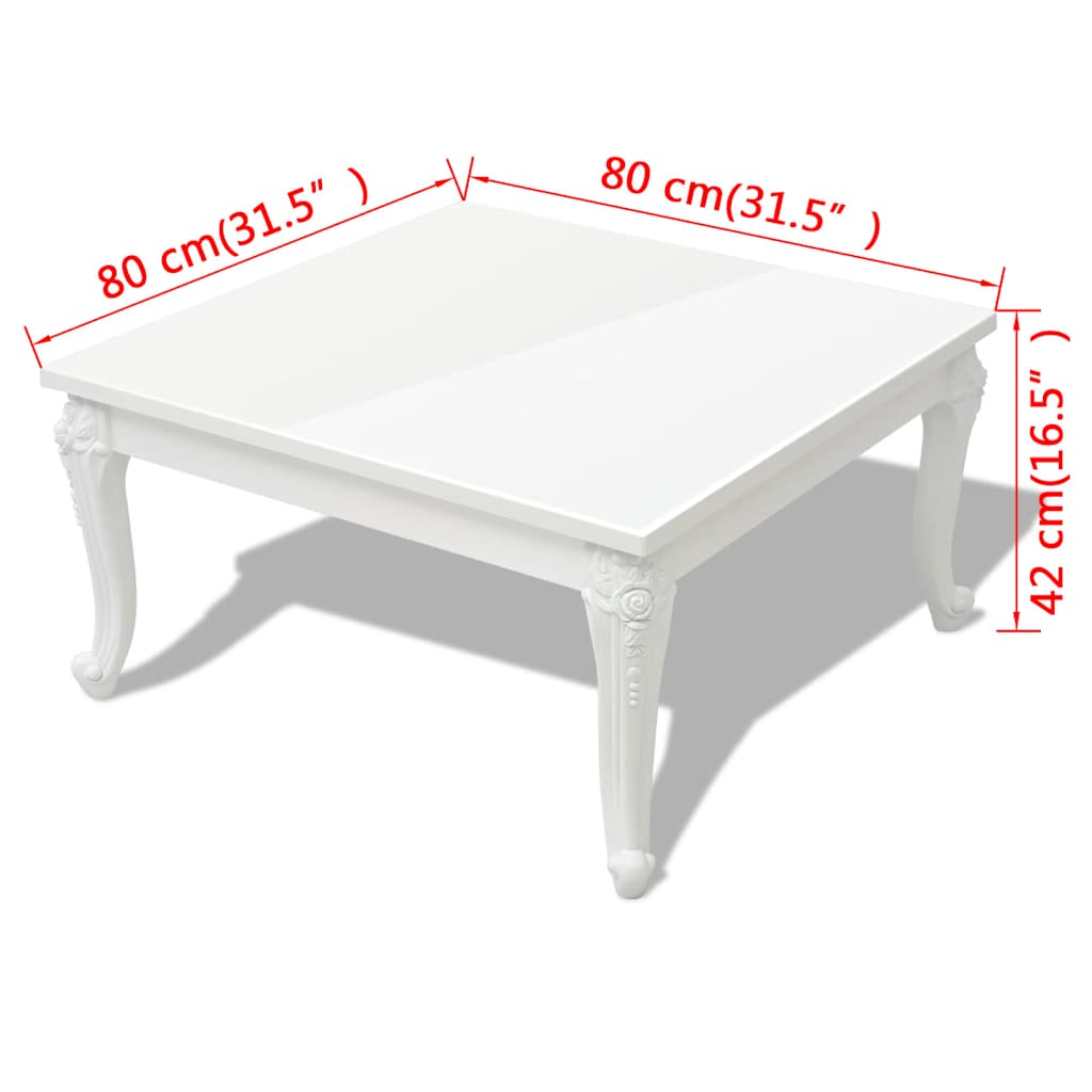High Gloss Coffee Table | High gloss white | MDF and Plastic | 80 cm