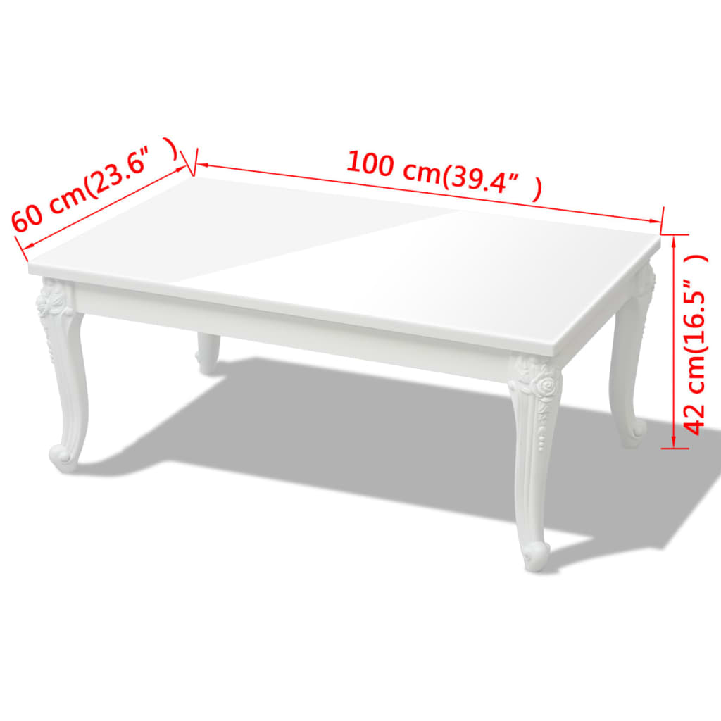 High Gloss Coffee Table | High gloss white | MDF, Plastic | Medium