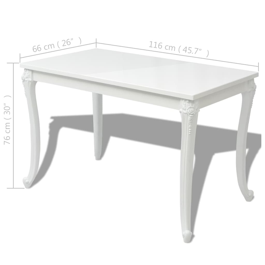 Kitchen Table | High gloss white | MDF and Plastic | 116x66 cm