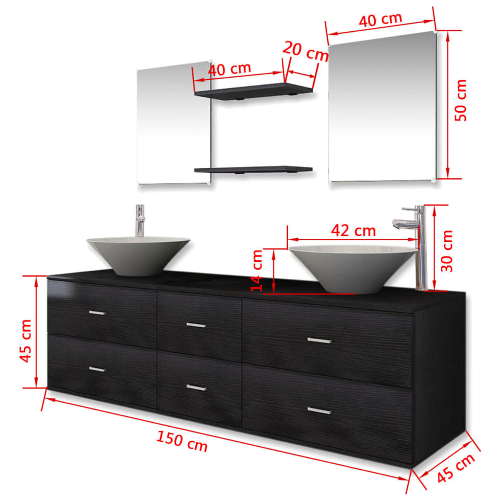Bathroom Cabinet | Black, White, Silver