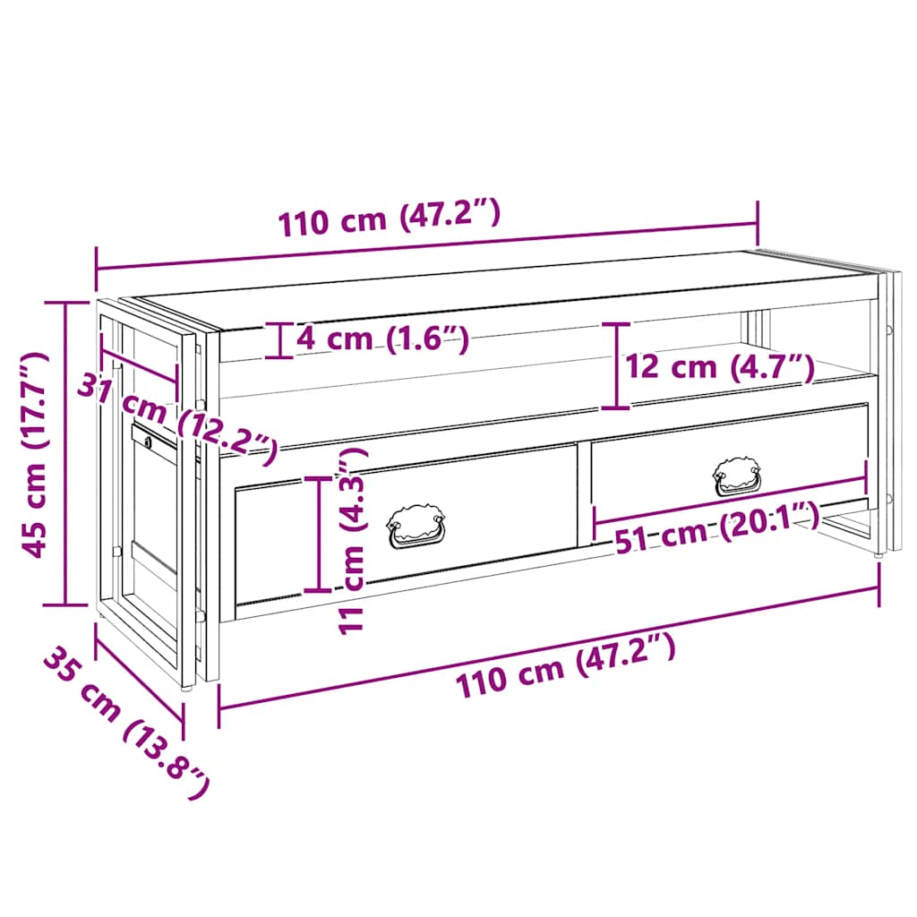 TV Cabinet | Multicolour | Solid reclaimed wood, Steel | Medium