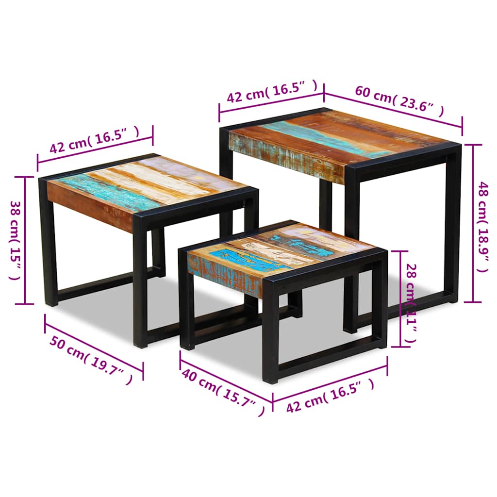 Side Table | Set of 3 | Varies | Solid reclaimed wood | Small to medium