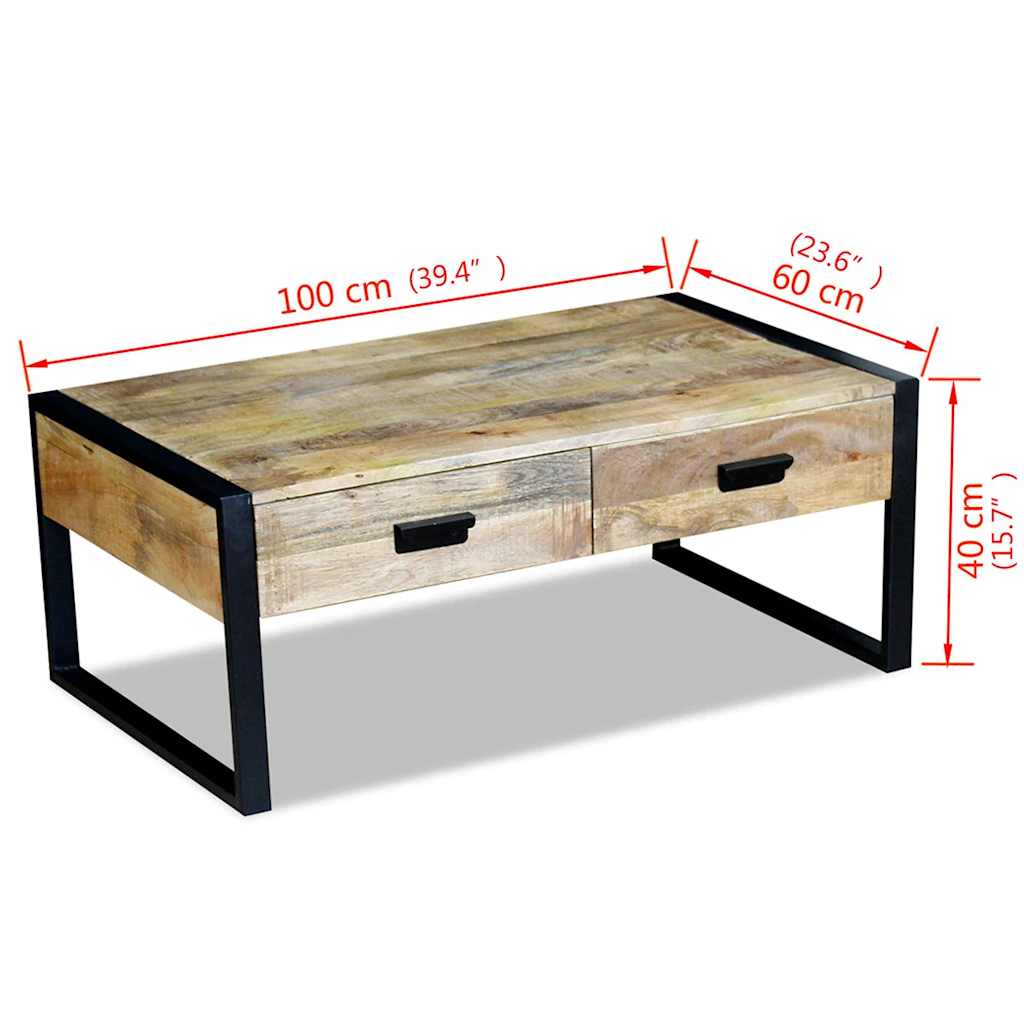 Coffee Table | Solid mango wood, Iron | 100x60x40 cm | Coffee Table