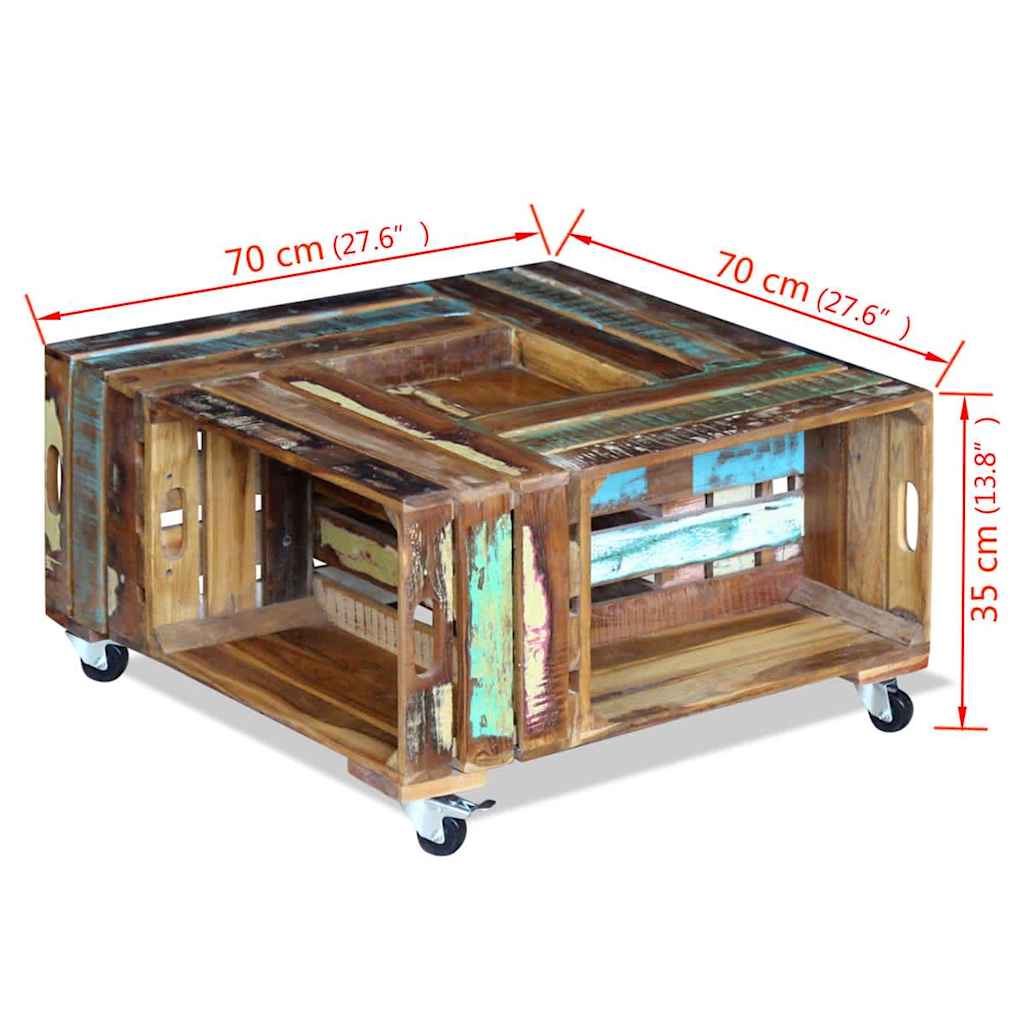 Coffee Table | Multicolour | Solid reclaimed wood | 70x70x35 cm