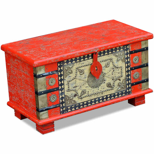 Storage Chest | Red | Mango Wood | Medium | Storage Chest | Rectangular