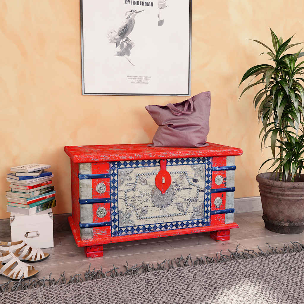 Storage Chest | Red | Mango Wood | Medium | Storage Chest | Rectangular
