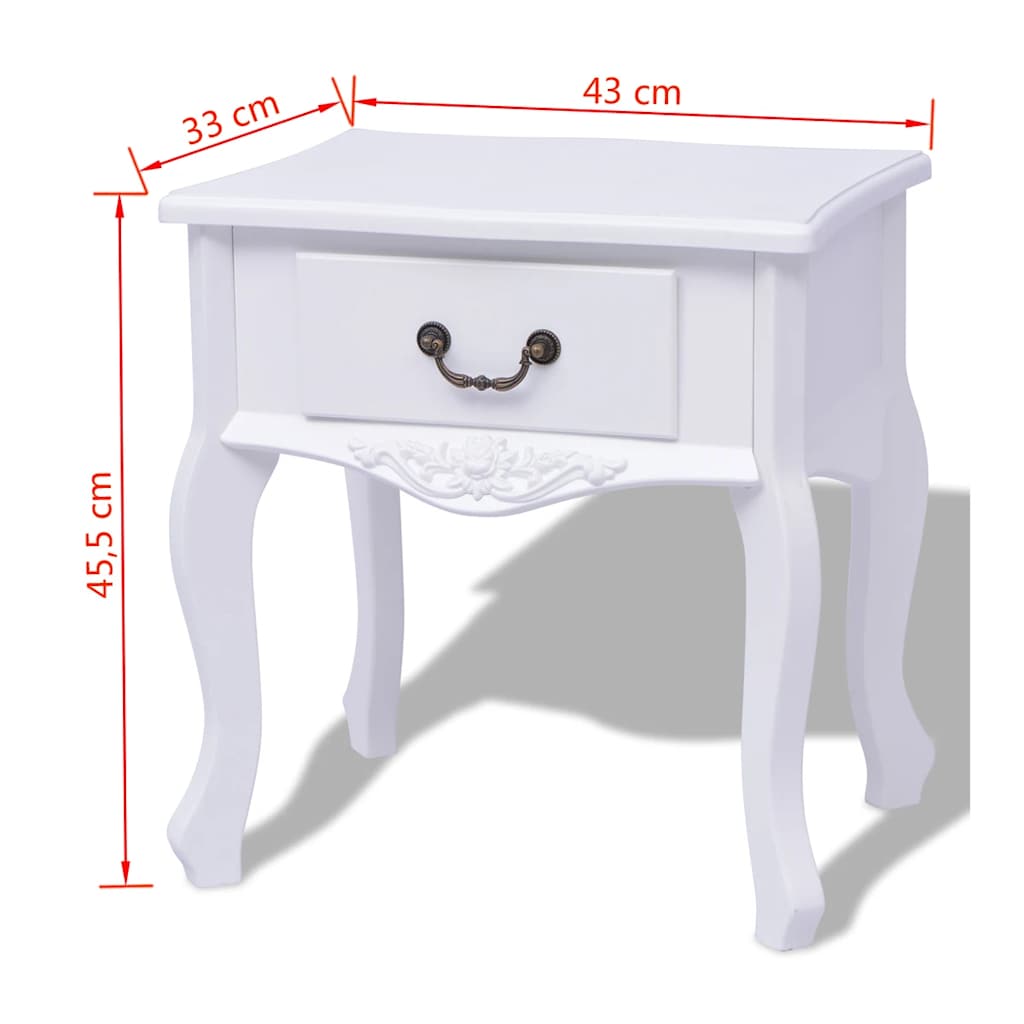 242750 vidaXL Bedside Cabinets 2 pcs MDF White