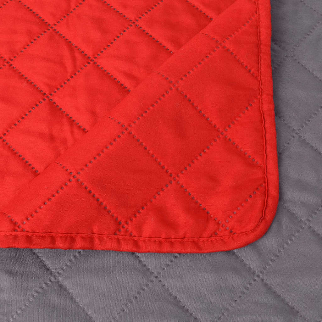 Bedspread | Red and Grey | Microfibre with PP cotton filling