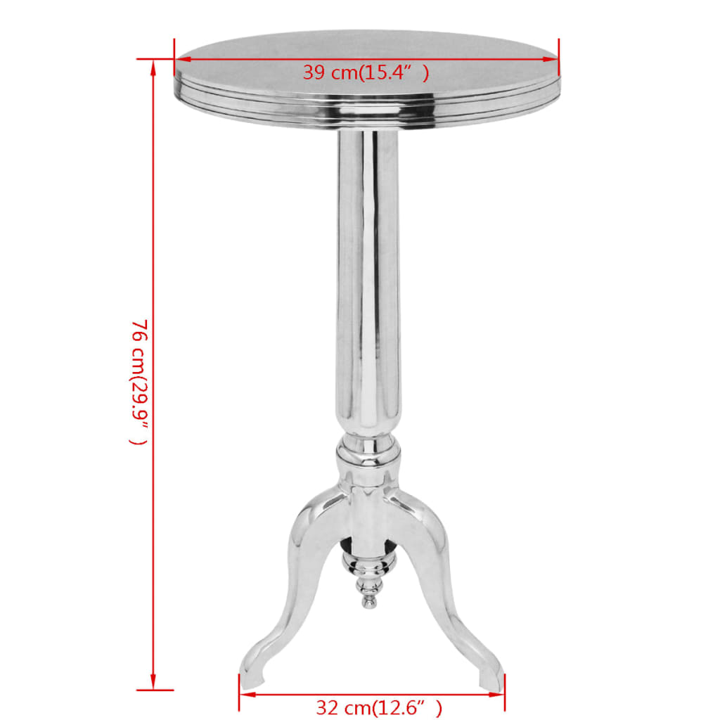 Side Table | Silver | Aluminium | Small | Durable | Side Table | Round