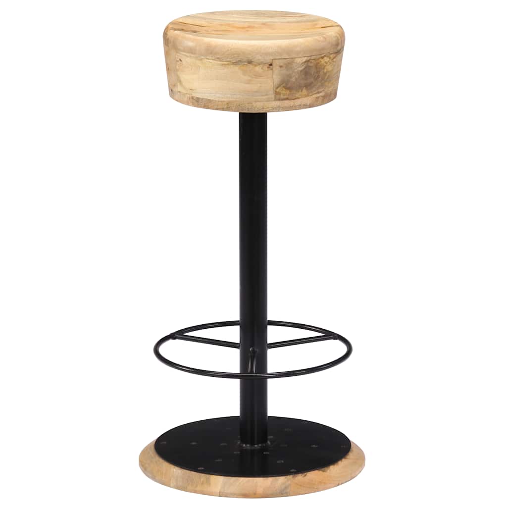 Bar Chair | Light Brown, Black | Solid Mango Wood, Powder-Coated Iron