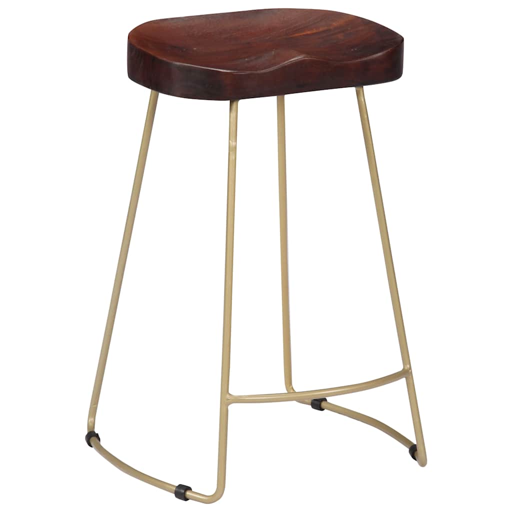 Bar Chair | Set of 2 | Walnut brown and brass