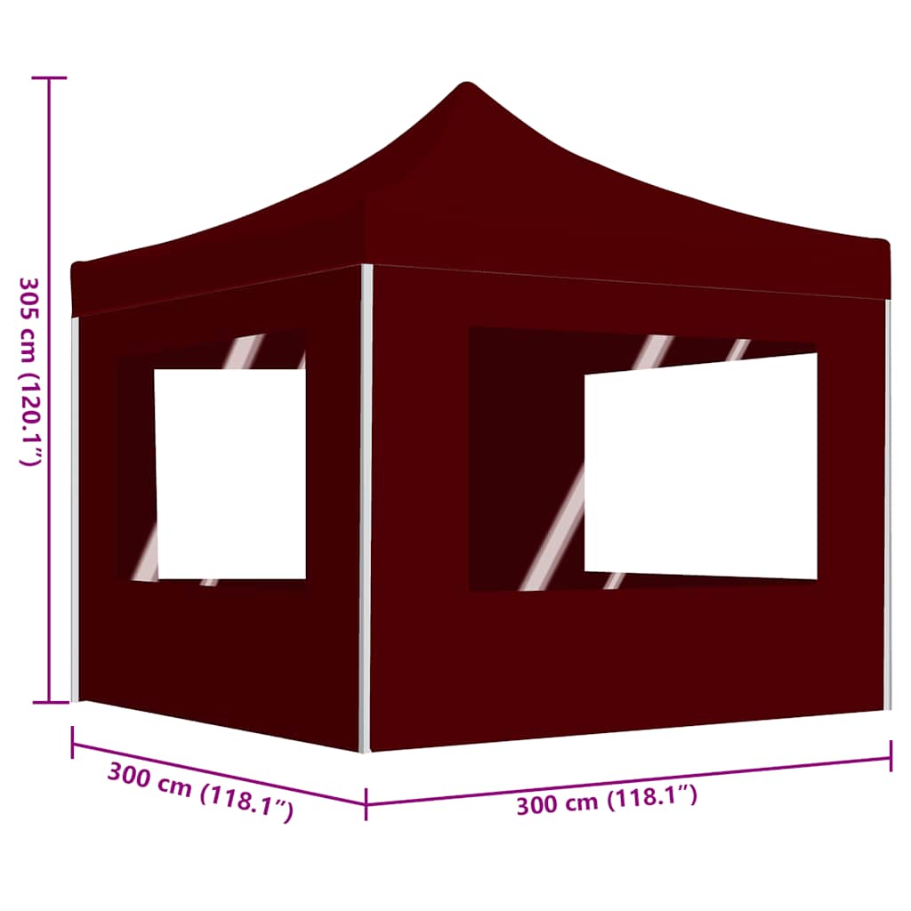 Professional Folding Party Tent with Walls Aluminium 3x3 m Wine Red