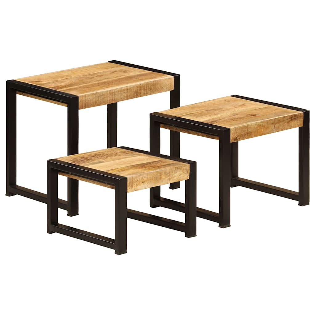 Side Table | Set of 3 | Brown and Black