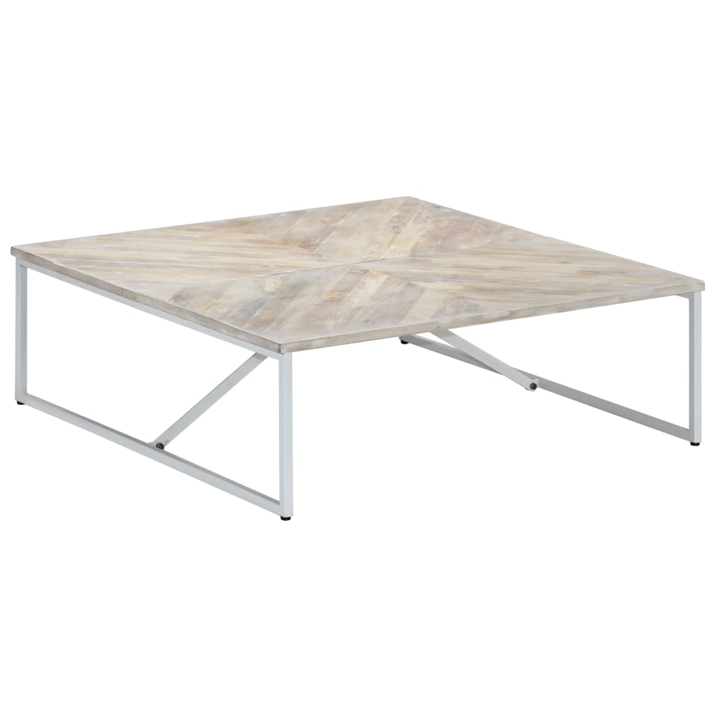 vidaXL Coffee Table White Solid Mango Wood 43.3 x 43.3 x 14.2 in Durable