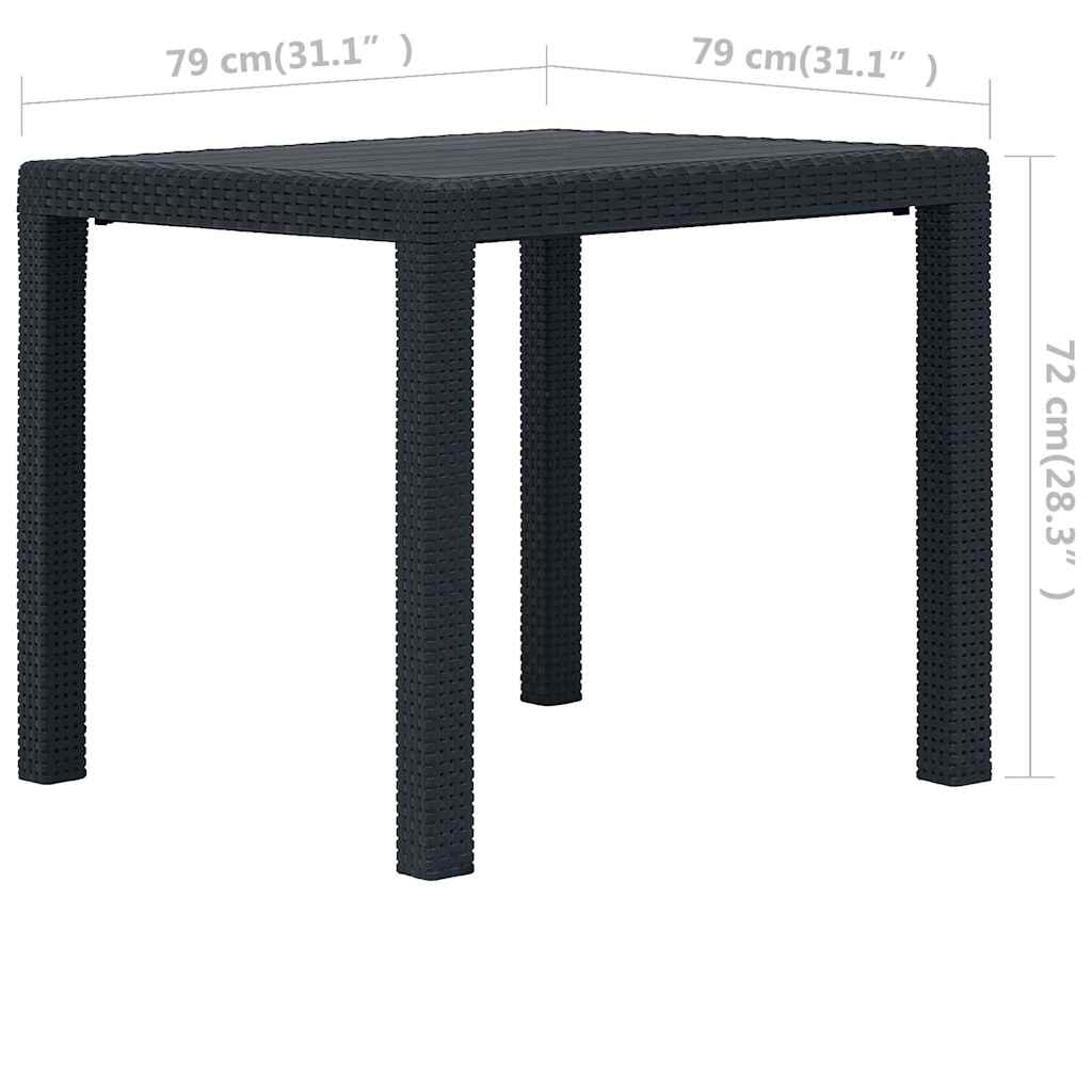 Garden Table | Anthracite | Plastic | 79x79x72 cm | Stylish Design