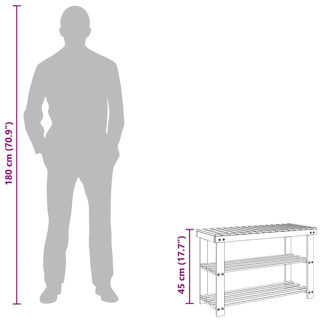 2-in-1 Shoe Rack with Bench Top 2 pcs Solid Wood
