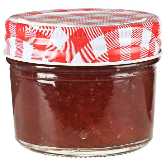 Glass Jam Jars with White and Red Lids 48 pcs 110 ml
