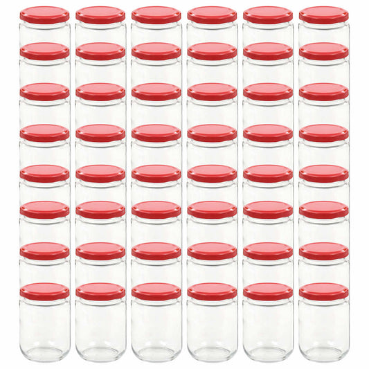 Glass Jam Jars with Red Lid 48 pcs 230 ml