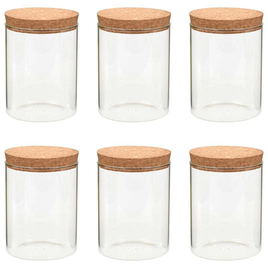 Storage Glass Jars with Cork Lid 6 pcs 650 ml