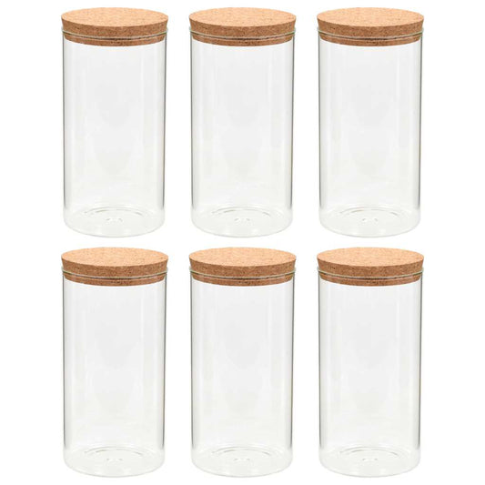 Storage Glass Jars with Cork Lid 6 pcs 1400 ml