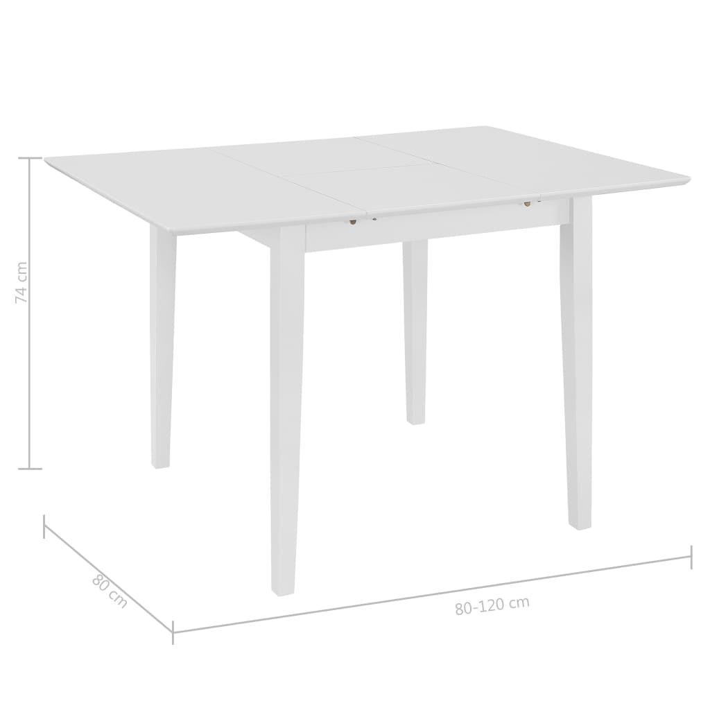 247626 vidaXL Extendable Dining Table White (80-120)x80x74 cm MDF