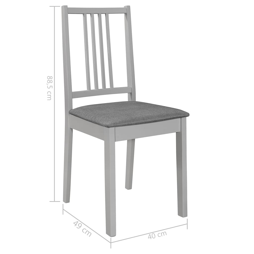 Dining Chairs with Cushions 2 pcs Grey Solid Wood