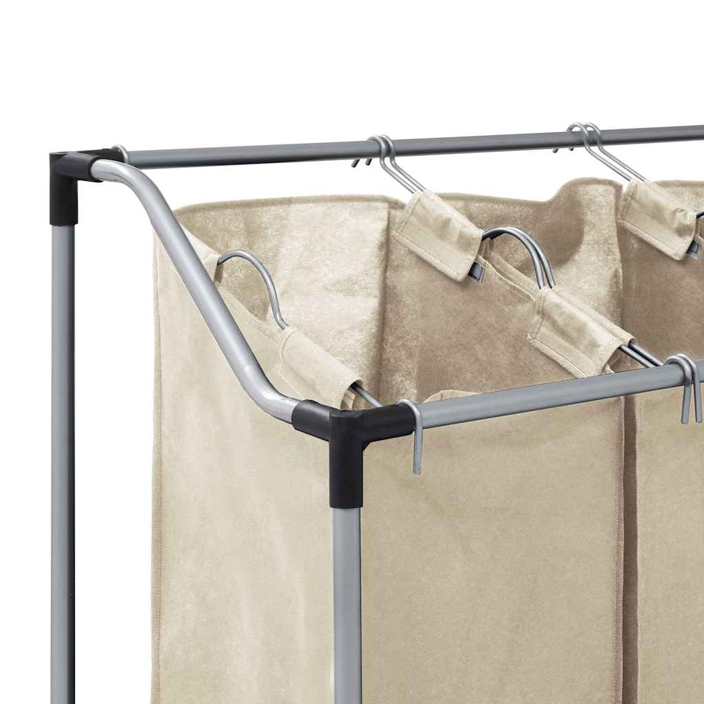 Laundry Sorter with 4 Bags Cream Steel