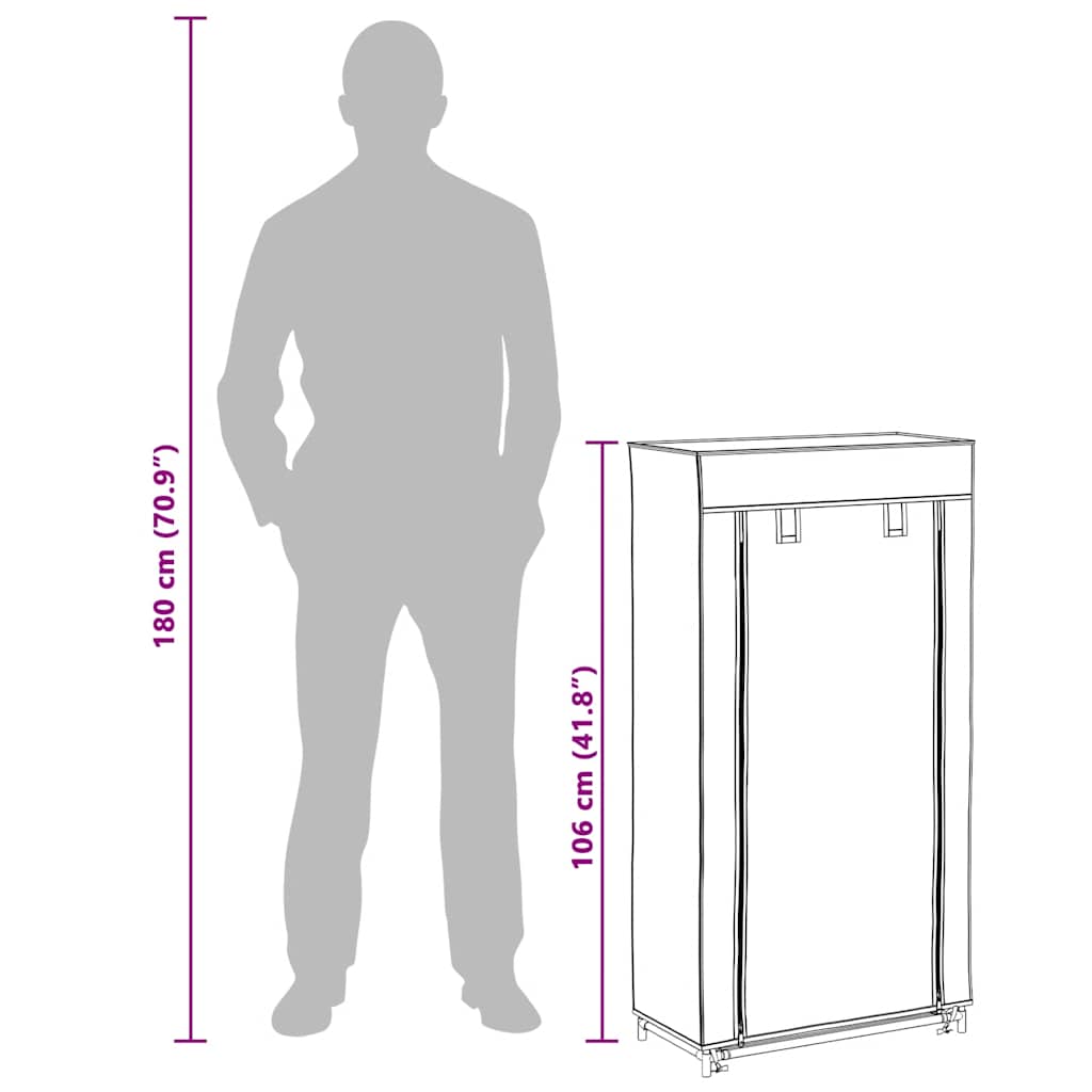 Shoe Cabinet with Cover Cream 58x28x106 cm Fabric