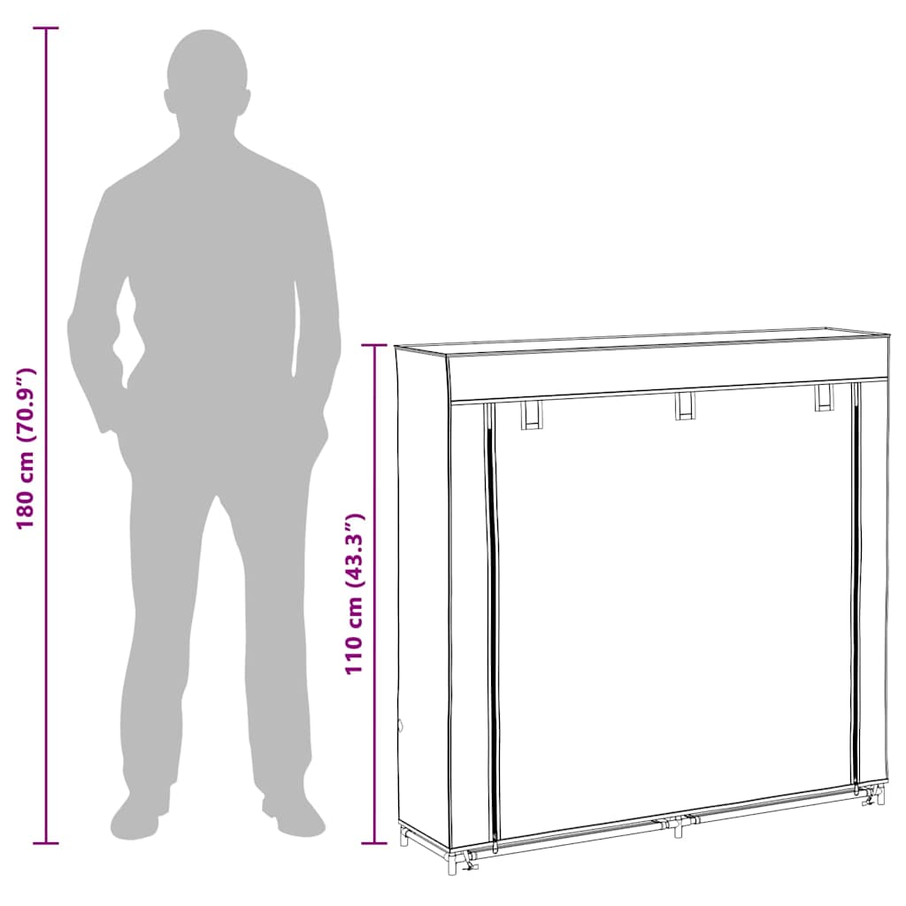 Shoe Cabinet with Cover Grey 115x28x110 cm Fabric