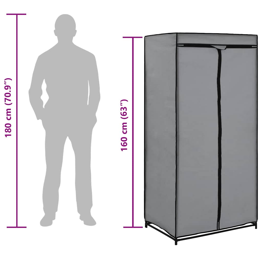 Wardrobe | Grey | Iron frame with polyester cover | Standard | Wardrobe