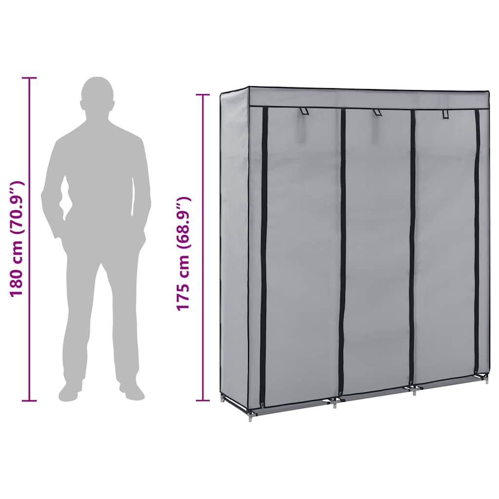 Wardrobe | Grey | Non-woven fabric | Medium | Collapsible | Wardrobe