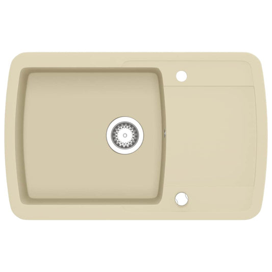 144852 vidaXL Granite Kitchen Sink Single Basin Beige