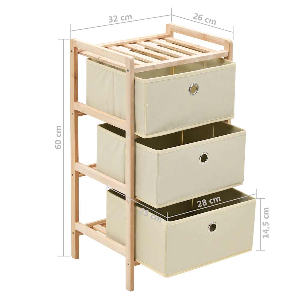 Storage Rack | Set of 2 | Beige | Cedar wood and Polypropylene fabric