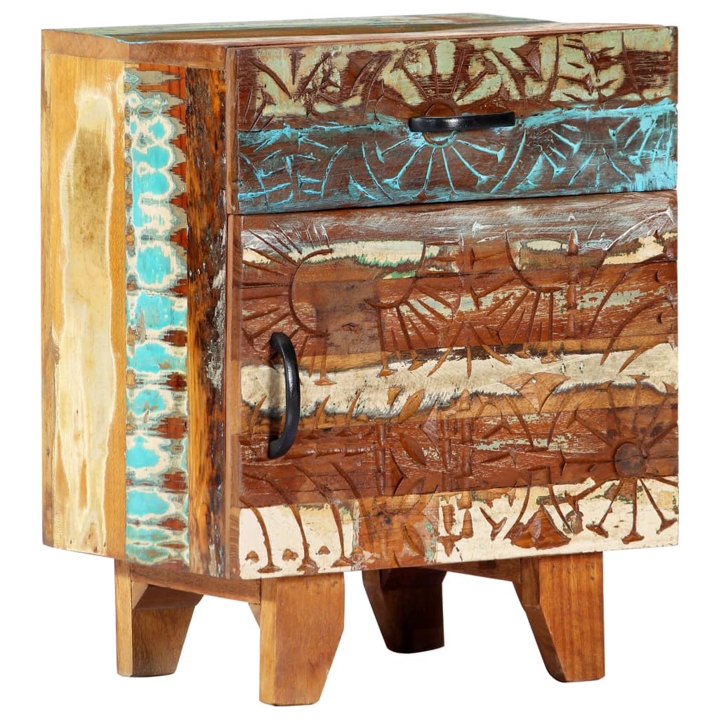 Bed Cabinet | Multicolour | Solid reclaimed wood | 50cm | Drawers