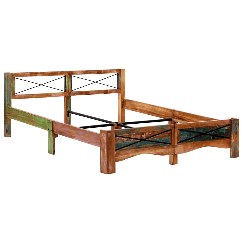 Bed Frame | Multicolour | Solid Reclaimed Wood | 160x200 cm | Durable
