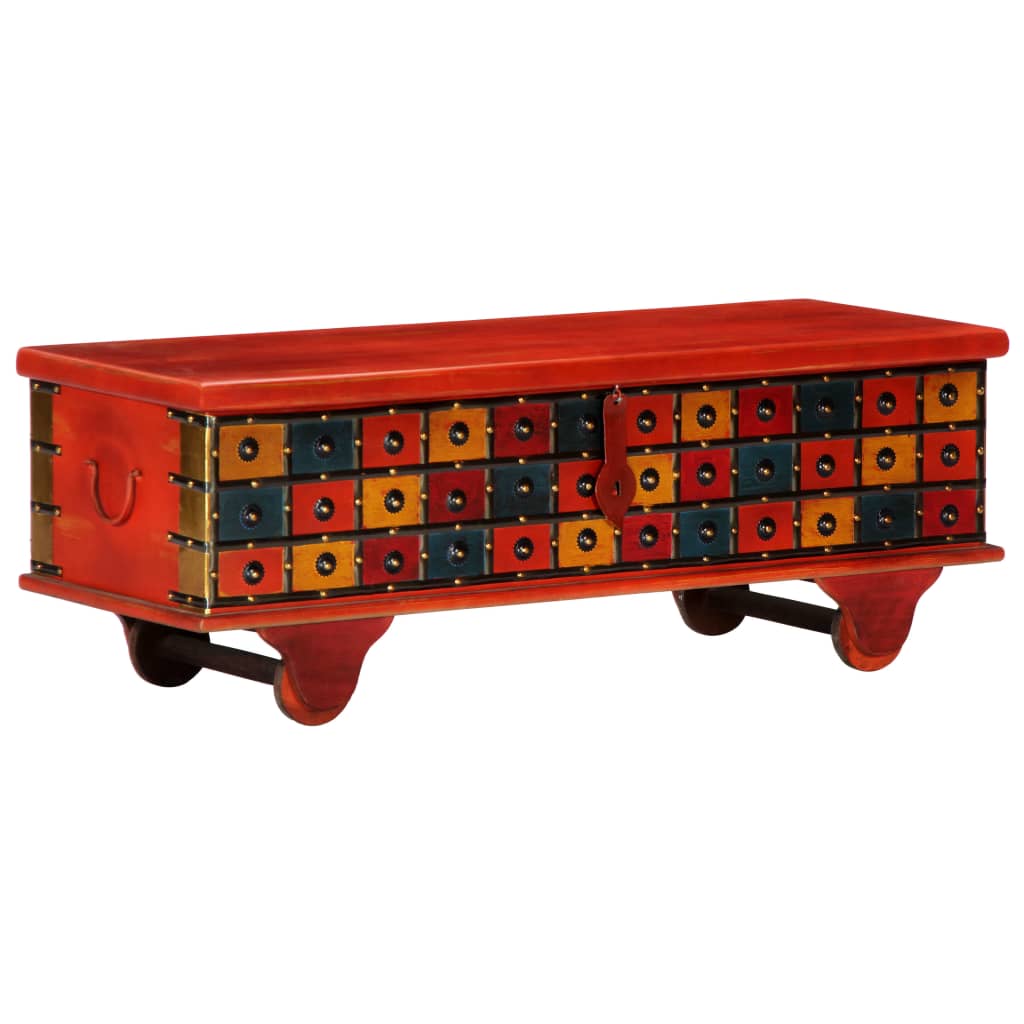 Storage Box | Red | Solid Acacia wood | 110cm | Storage Box | Rectangular