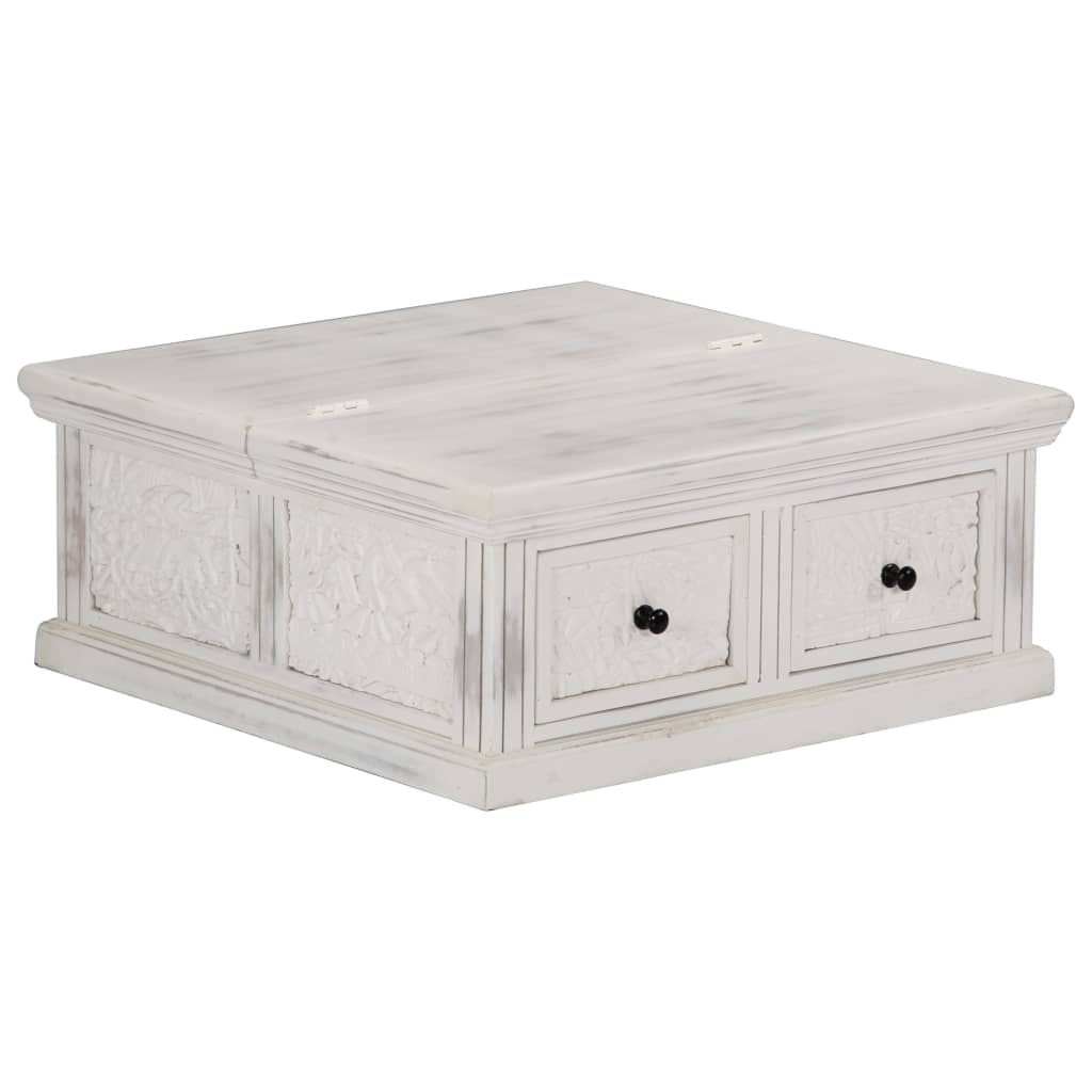 Coffee Table | White | Solid Mango Wood | 70 cm x 70 cm x 30 cm