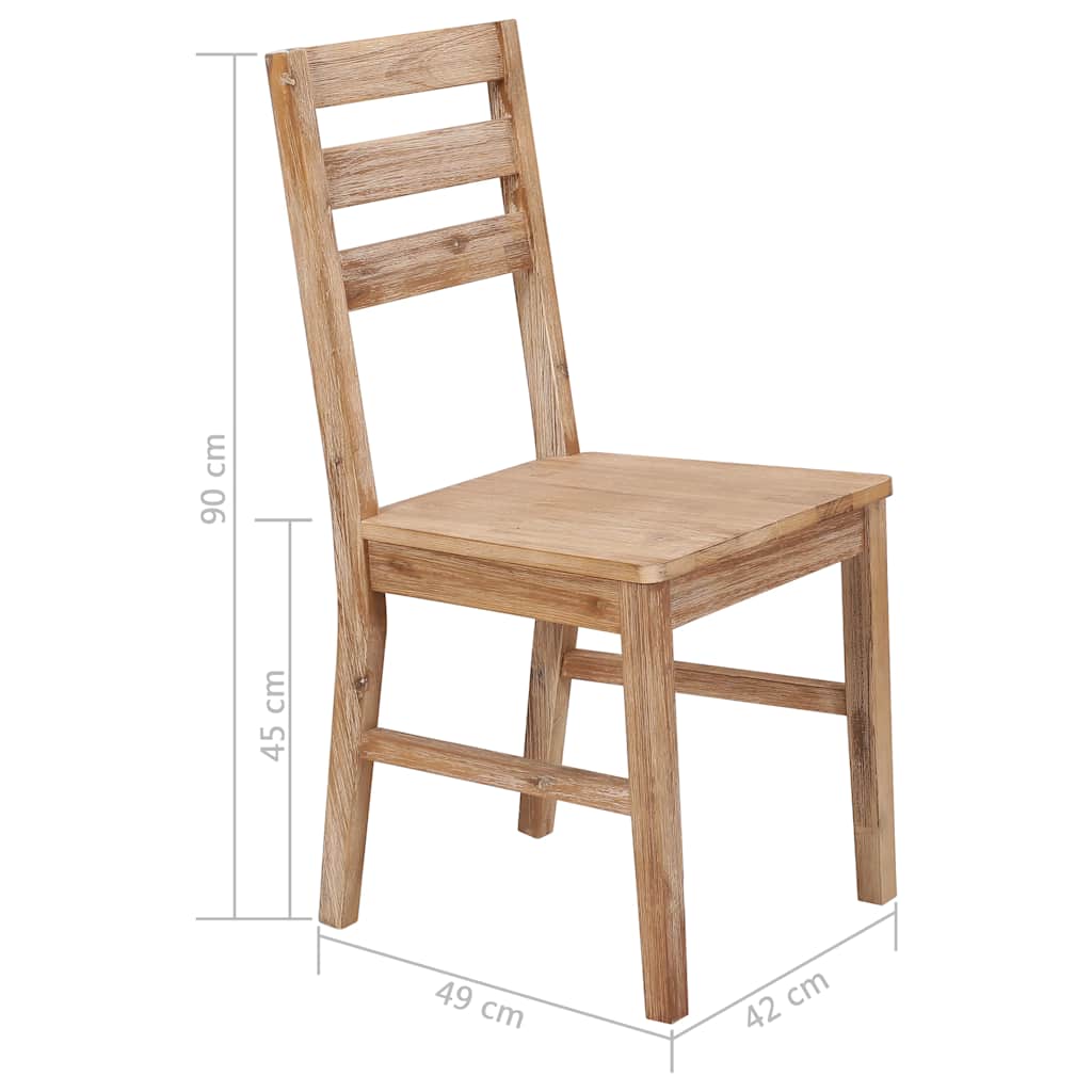 Dining Chair | Set of 6 | Brown | Solid Acacia wood | Standard | Durable